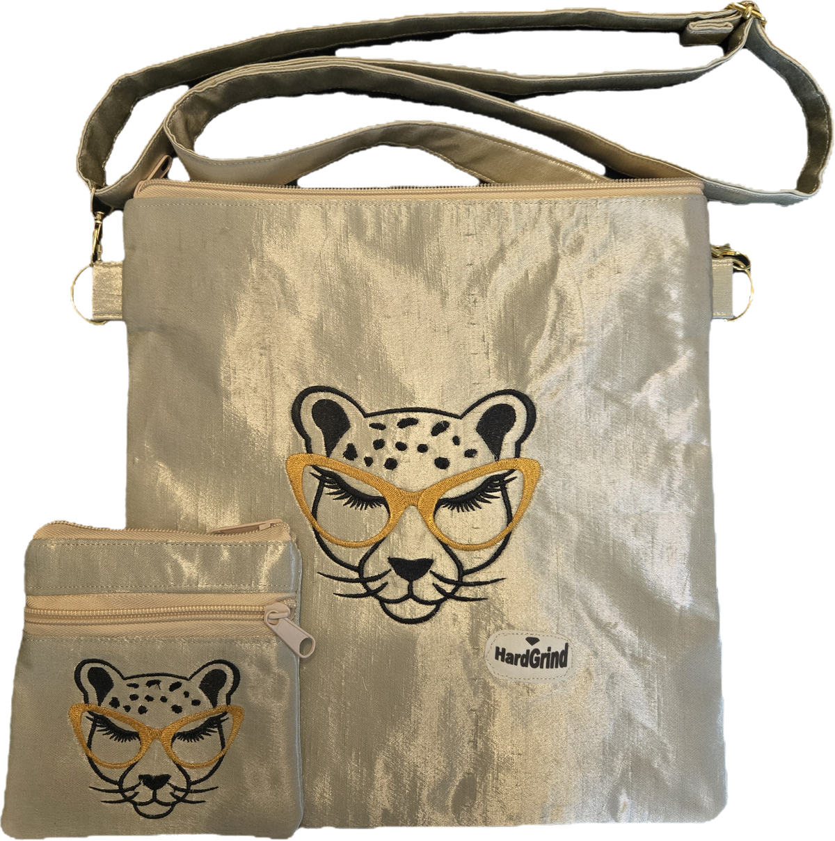 Cheetah Embroidered Crossbody Handbag
