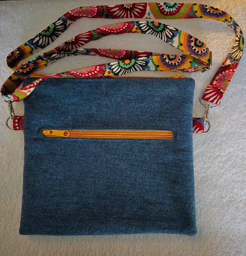 Denim Crossbody Bag Punch Denim (with back Zipper Pocket)