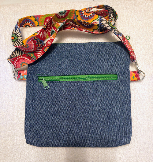 Denim Crossbody Bag Punch Denim (with back Zipper Pocket)