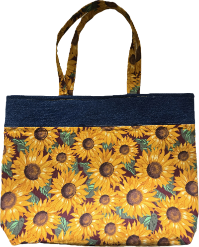 Sunflower-Denim Tote Bag