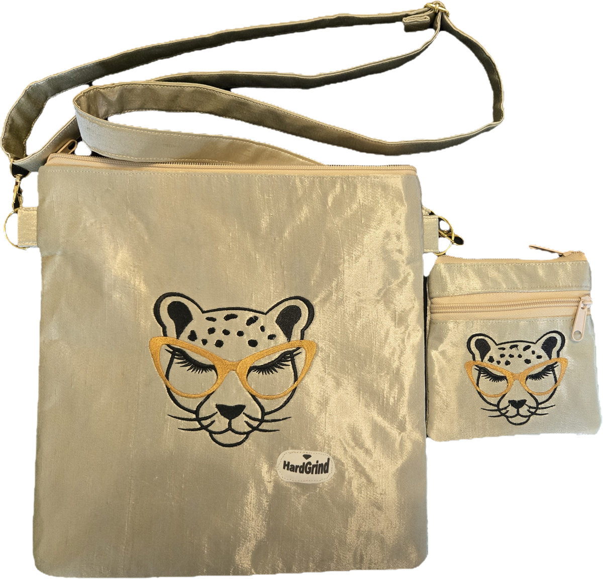 Cheetah Embroidered Crossbody Handbag