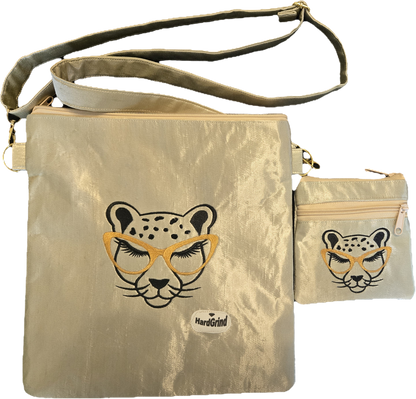 Cheetah Embroidered Crossbody Handbag