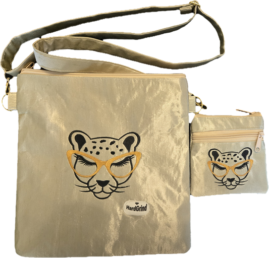 Cheetah Embroidered Crossbody Handbag