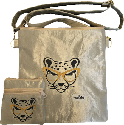 Cheetah Embroidered Crossbody Handbag
