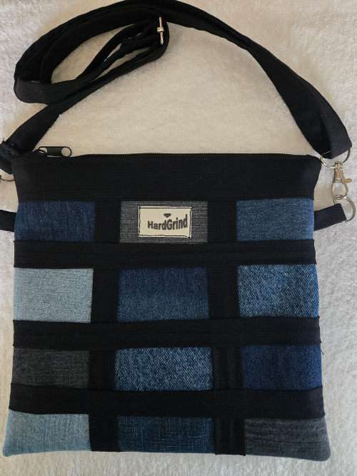 Denim Crossbody Bag (with back Zipper Pocket)