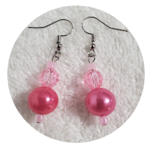 PRETTY IN PINK BEAD EARRINGS