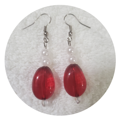 Red White Beaded Earrings