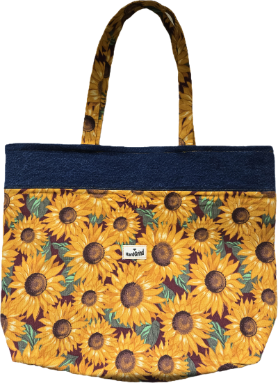 Sunflower-Denim Tote Bag